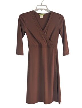 Sigrid Olsen Brown Wrap-Style Long Sleeve Dress